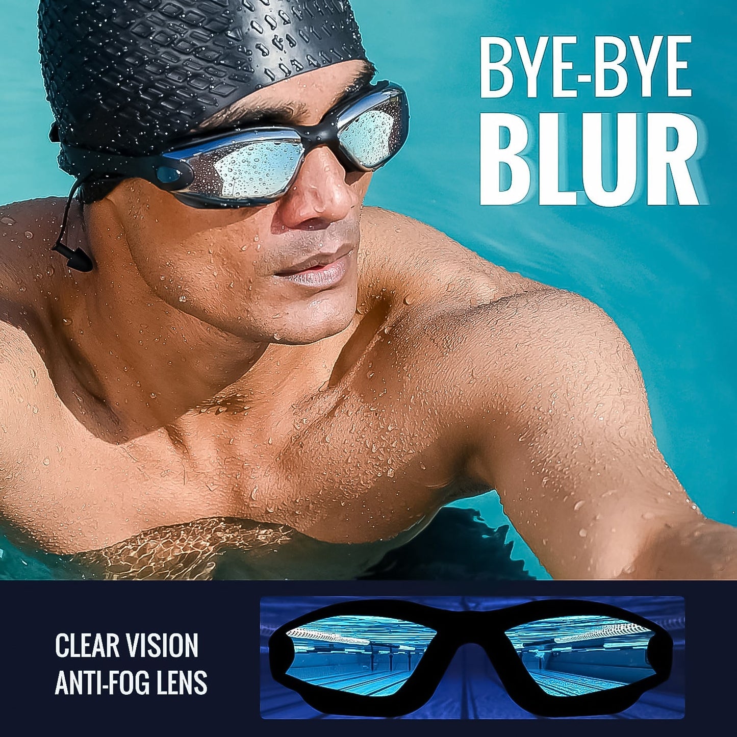 Knx Professional Anti-Fog UV Protection Swimming Goggles Mirrored Lenses and Earplugs