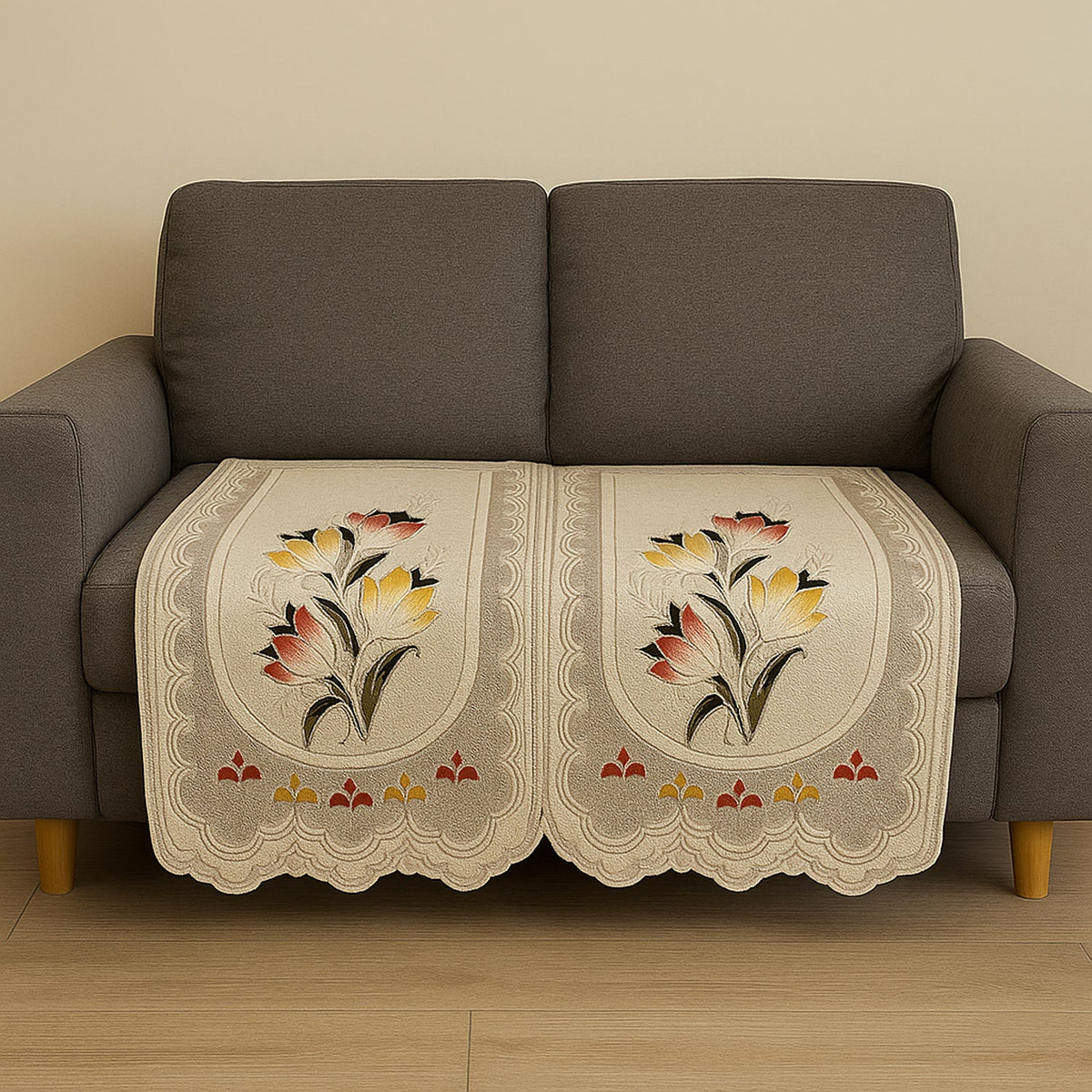 Floral Sofa Protector Runner - (1 Pc / 220x27 Inch)