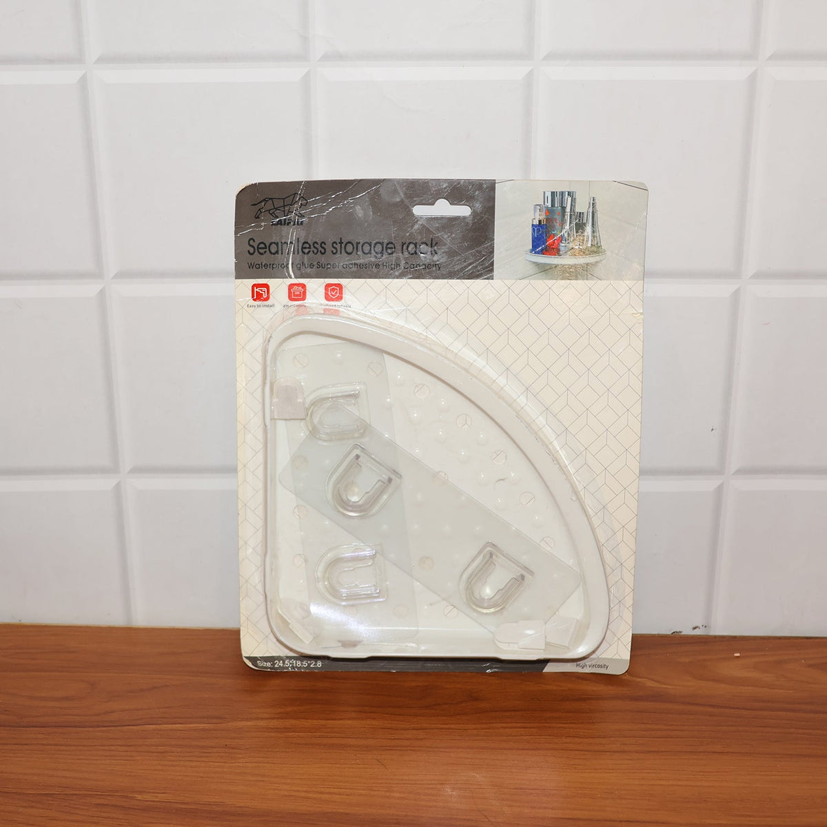 Self-Adhesive Corner Bathroom Shelf with Fast-Drain Holes (1 Pc)